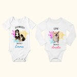 Personalised Cute 1-3 Pet Photos 100% Cotton Protect Baby Bodysuit with Name Birthday Baby Shower Gift for Baby Girl Boy
