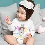 Personalised Cute 1-3 Pet Photos 100% Cotton Protect Baby Bodysuit with Name Birthday Baby Shower Gift for Baby Girl Boy