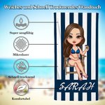 Personalisiertes Cartoon-Charakter Gestreiftes Strandtuch Schnell Trocknend Super Saugfähig Pink Weiß Mode Handtuch Strand Pool Party Urlaub Geschenk