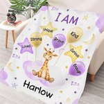 Personalised Cute Lion Elephant Animal Soft Throw Blanket with Name and Positive Affirmations Birthday Baby Shower Gift for Newborn Kids
