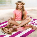 Personalised Quick Dry Oversized Microfiber Photo Stripe Beach Towel with Name Summer Travel Essential Birthday for Family Friend