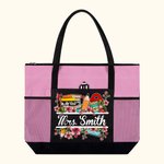 Personalised Book Flower Stationery Large Tote Bag with Name Back to School Appreciation Gift for Teacher