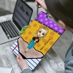 Personalised Pencil Cartoon Character Design Portable Clipboard with Name A4 Letter Size Teacher's Day Back to School Gift for Teacher