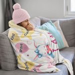 Personalised Cute Lion Elephant Animal Soft Throw Blanket with Name and Positive Affirmations Birthday Baby Shower Gift for Newborn Kids