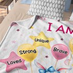 Personalised Cute Lion Elephant Animal Soft Throw Blanket with Name and Positive Affirmations Birthday Baby Shower Gift for Newborn Kids
