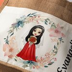 Personalisierte Blumenkranz Cartoon Jute Tragetasche mit Namen und Canvas Tasche Hochzeit Brautdusche Bachelorette Party Geschenk für Braut Brautjungf