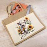 Personalised Sunflower Highland Cow Jute Tote Bag with Name Birthday Gift for Highland Cow Lover