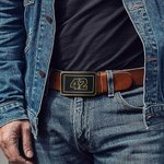 Personalized Fire Department Insignia Leather Belt Buckle with Number Retirement Birthday Gift for Firefighter
