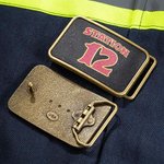 Personalized Fire Department Insignia Leather Belt Buckle with Number Retirement Birthday Gift for Firefighter