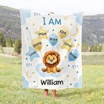 Personalised Cute Lion Elephant Animal Soft Throw Blanket with Name and Positive Affirmations Birthday Baby Shower Gift for Newborn Kids