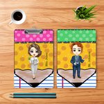 Personalised Pencil Cartoon Character Design Portable Clipboard with Name A4 Letter Size Teacher's Day Back to School Gift for Teacher