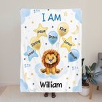 Personalised Cute Lion Elephant Animal Soft Throw Blanket with Name and Positive Affirmations Birthday Baby Shower Gift for Newborn Kids