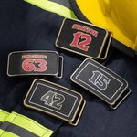 Personalized Fire Department Insignia Leather Belt Buckle with Number Retirement Birthday Gift for Firefighter