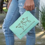 Personalised Multicolour World Map Canvas Travel Makeup Bag Document Holder with Name Travel Vacation Birthday Gift for Women