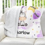 Personalised Cute Lion Elephant Animal Soft Throw Blanket with Name and Positive Affirmations Birthday Baby Shower Gift for Newborn Kids