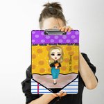 Personalised Pencil Cartoon Character Design Portable Clipboard with Name A4 Letter Size Teacher's Day Back to School Gift for Teacher
