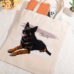 Sac en Toile Personnalisé avec Photo d'Animal de Compagnie Grand Sac Réutilisable Cadeau pour Amoureux des Animaux