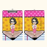 Personalised Pencil Cartoon Character Design Portable Clipboard with Name A4 Letter Size Teacher's Day Back to School Gift for Teacher