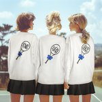 Personalisierte Monogramm Tennisschläger 100% Baumwolle T-shirt Sweatshirt mit Glitter Kokette Bogen Geburtstag Spiel Tag Geschenke für Tennisliebhabe