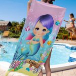 Gepersonaliseerde Quick Dry Pretty Mermaid Super Absorberende Zachte Strandhanddoek met Naam Travel Essentials Verjaardagscadeau voor Meisje