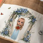 Personalized Floral Arch Birth Flower Cartoon Jute Tote Bag with Name and Canvas Pocket Wedding Bridal Shower Bachelorette Party Gift for Women