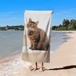 Personalized Oversized Quick Dry Pet Photo Horizontal Beach Towel with Name Summer Travel Beach Party Gift for Cat Dog Pet Lover