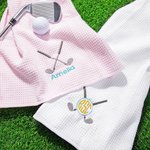 Personalised Multi-color Waffle Monogrammed Tri-Fold Golf Towel with Embroidered and Hanging Clip Portable Golf Accessories Sport Gift for Golfer