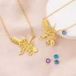 Gepersonaliseerde holle kapper geboorte bloem ketting met geboortesteen minimalistische sieraden verjaardag waardering cadeau voor kappers kappers lie