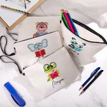 Personalised Cute Cartoon Animals Pencil Pouch with Name and Wristlet Strap Birthday Back to School  Gift for Kids