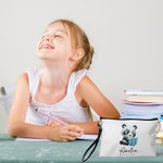 Personalised Cute Cartoon Animals Pencil Pouch with Name and Wristlet Strap Birthday Back to School  Gift for Kids