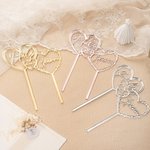 Personalised Mirror Glitter Heart Acrylic Wedding Cake Topper with Name and Date Wedding Anniversary Gift for Bride Groom