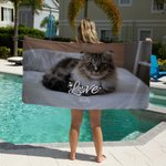 Personalized Oversized Quick Dry Pet Photo Horizontal Beach Towel with Name Summer Travel Beach Party Gift for Cat Dog Pet Lover