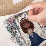 Personalized Floral Arch Birth Flower Cartoon Jute Tote Bag with Name and Canvas Pocket Wedding Bridal Shower Bachelorette Party Gift for Women