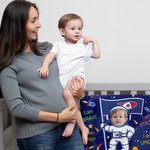 Couverture Personnalisée avec Photo de Visage Style Astronaute avec Phrases Positives Cadeau d'Anniversaire Rentrée Scolaire pour Bébé Enfant