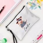 Personalised Cute Cartoon Animals Pencil Pouch with Name and Wristlet Strap Birthday Back to School  Gift for Kids