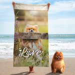 Personalized Oversized Quick Dry Pet Photo Horizontal Beach Towel with Name Summer Travel Beach Party Gift for Cat Dog Pet Lover