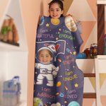 Couverture Personnalisée avec Photo de Visage Style Astronaute avec Phrases Positives Cadeau d'Anniversaire Rentrée Scolaire pour Bébé Enfant