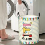 Personalised Doodle Pencil Apple Letter Large Capacity Waterproof Laundry Storage Basket with Handle Back to School Appreciation Gift for Teacher