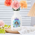 Vase en Céramique Personnalisé avec 1-7 Noms d'Enfants Motif Tortue Cadeau Fête des Mères Anniversaire Noël pour Maman Grand-mère