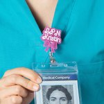 Personalized Pink Glitter Bow Knot Name Badge Reel Appreciation Graduation Gift for Nurse Doctor Office Worker