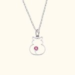 Personalized Minimalist Cat Silhouette Necklace with Birthstone Birthday Anniversary Gift for Pet Lover