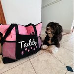 Personalized Multicolor Doggie Things Dog Paw Large Capacity Tote Bag with Name and Text Birthday Travel Accessory Gift for Dog Lovers