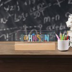 Personalised Doodle Letter Acrylic Desk Name Plate with Title and Name Appreciation Back To School Office Decor Gift for Teacher