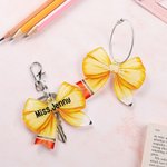 Personalized Coquette Bow Pencil Acrylic Tag Keychain with Name Appreciation Back to School Gift for Teacher