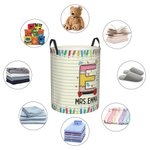 Personalised Doodle Pencil Apple Letter Large Capacity Waterproof Laundry Storage Basket with Handle Back to School Appreciation Gift for Teacher