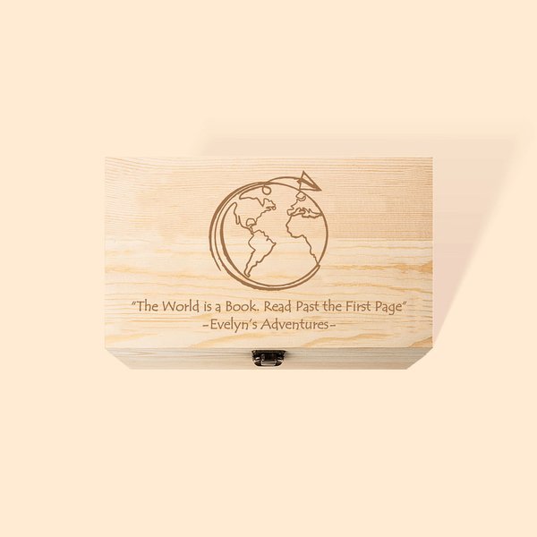Coffret en bois personnalisé avec texte Voyage Lune de miel Aventure Cadeau pour Famille Ami