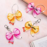 Personalized Coquette Bow Pencil Acrylic Tag Keychain with Name Appreciation Back to School Gift for Teacher