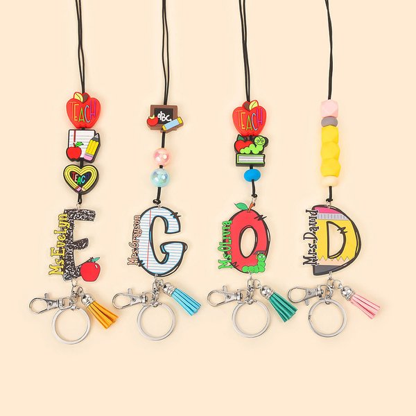 Personalised Funny Apple Notebook Pencil Design Detachable Lanyard with Key Ring Back to School Appreciation Teachers' Day Gift for Teachers