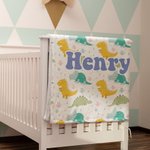Personalised Childlike Cartoon Bunny Dinosaur Flower Warm Soft Blanket with Name Birthday Children's Day Gift for Kids