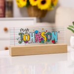 Personalised Doodle Letter Acrylic Desk Name Plate with Title and Name Appreciation Back To School Office Decor Gift for Teacher